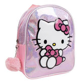 MOCHILA GUARDERIA IRIDISCENTE CON POMPON HELLO KITTY | CERDA DISEÑO